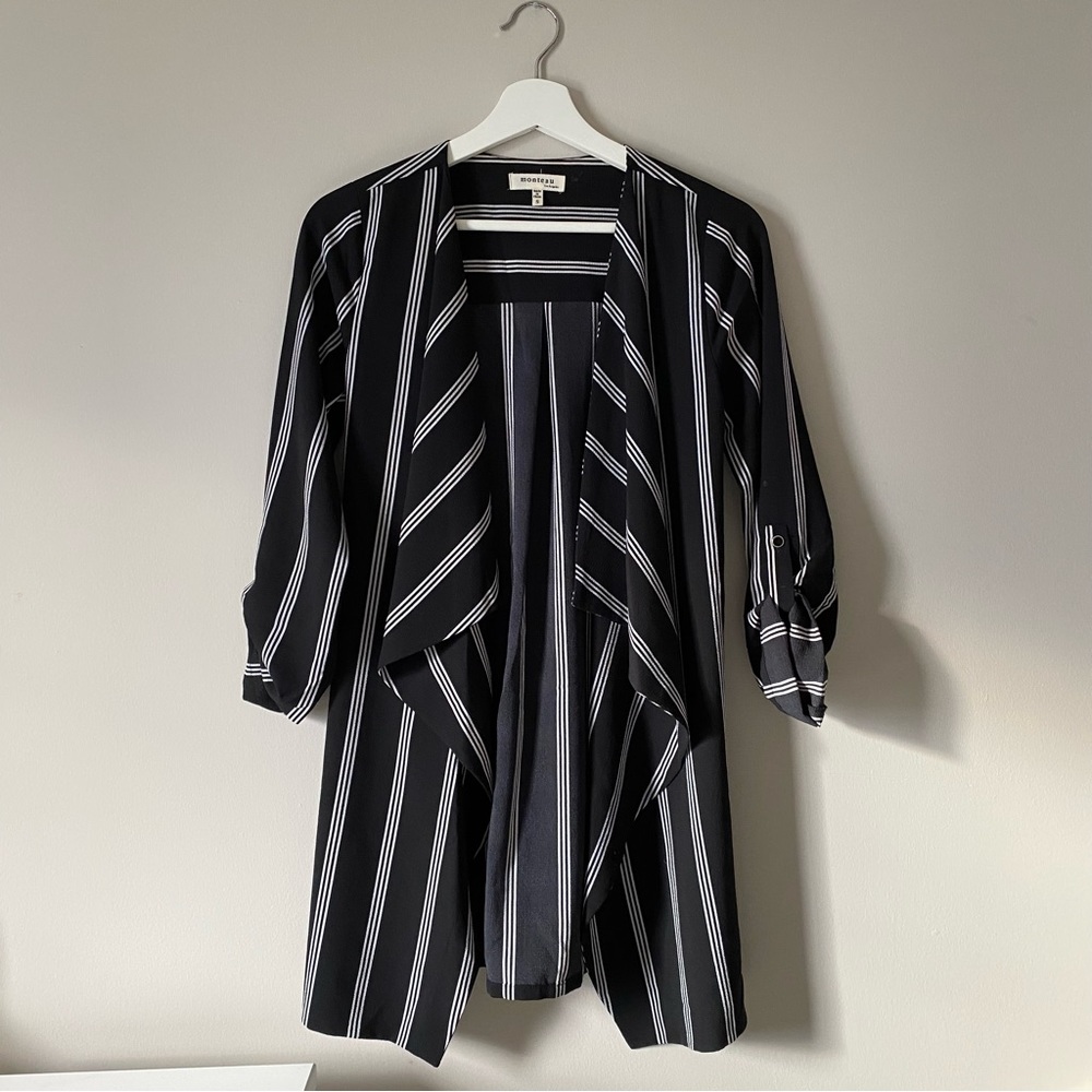 Monteau Striped Drape Cardigan